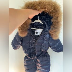 Navy blue down snow suit